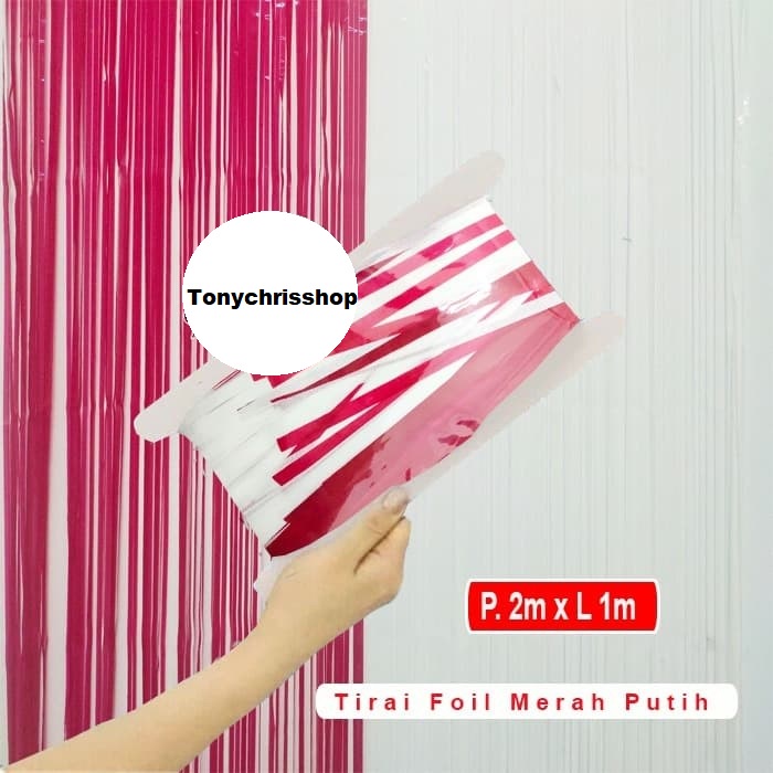 Tirai Foil Merah Putih / Back Drop Rumbai / Hiasan 17 Agustus