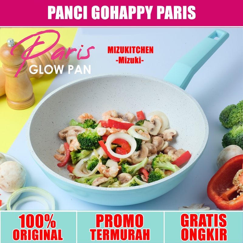 WOK Glowpan Panci Gohappy Paris GHP10 TOSCA Wajan Penggorengan anti lengket marble putih BPA-FREE Termurah