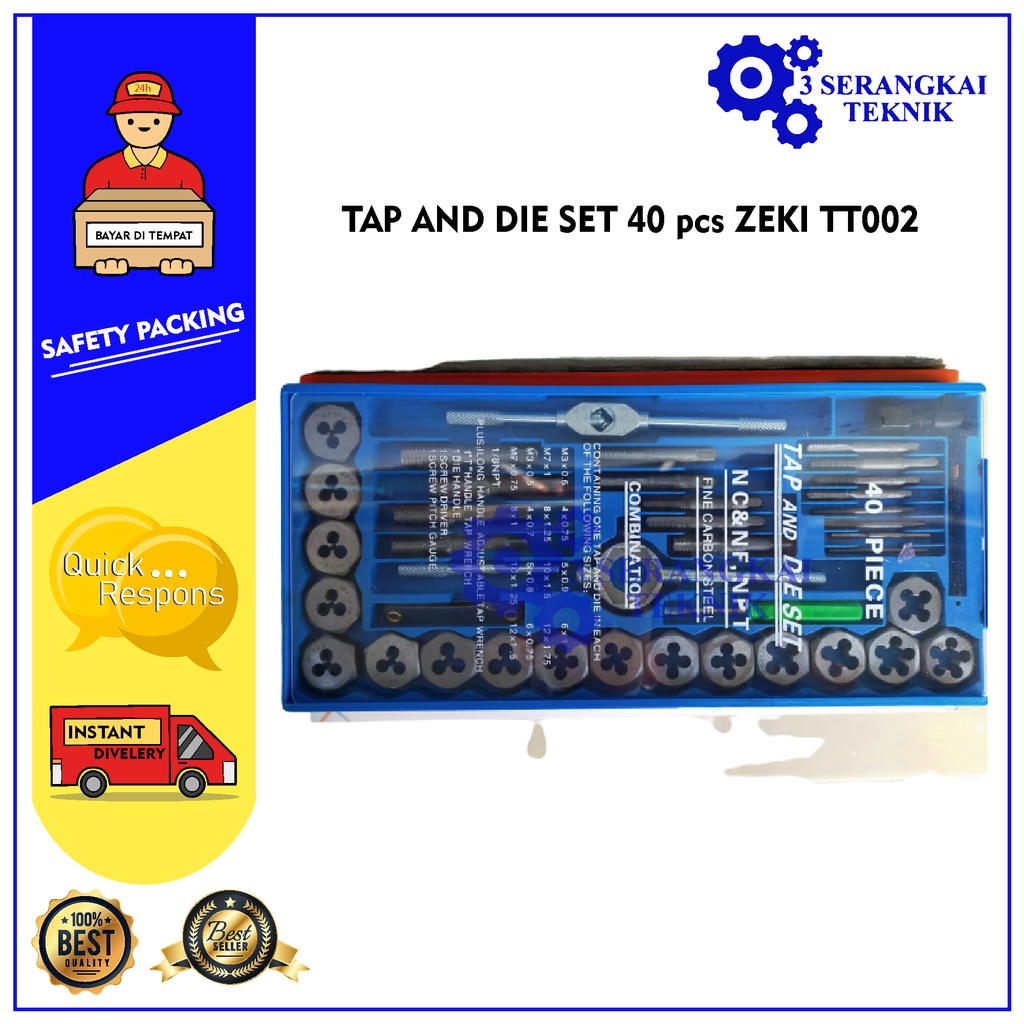 Metric Tap and Die Set 40 piece Zeki TT-002