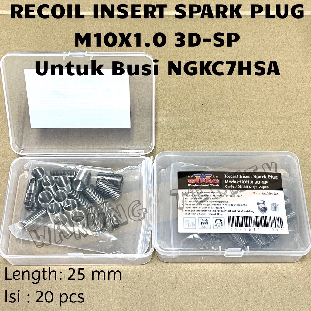 GRIP COIL WIRE THREAD INSERT RECOIL M10X1 3D-SP UNTUK BUSI NGKC7HSA