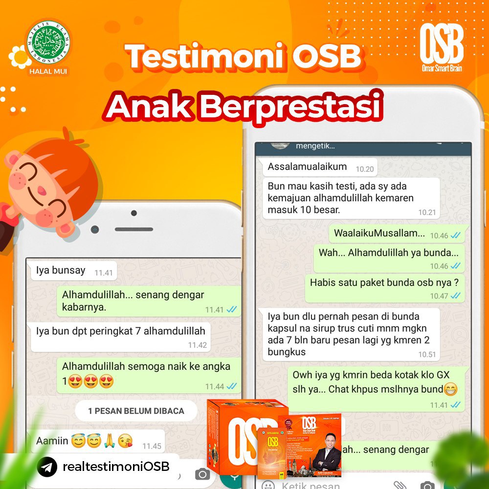 1 Botol OSB Vitamin Otak Anak dan Dewasa Kapsul Omar Smart Brain 100% Original