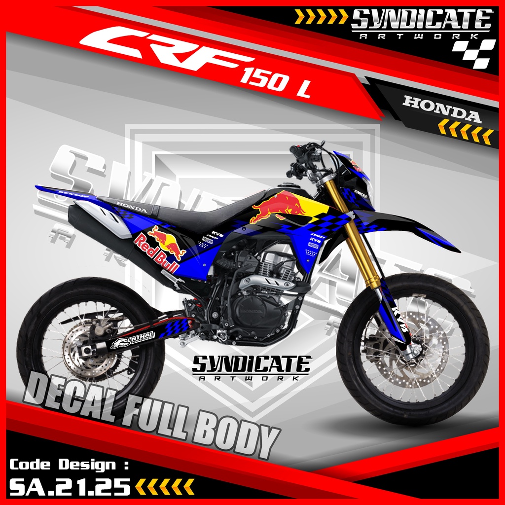Decal Sticker Full Body Motor CRF 150L - Dekal Stiker Motor Cross Variasi Aksesoris Desain Racing Re