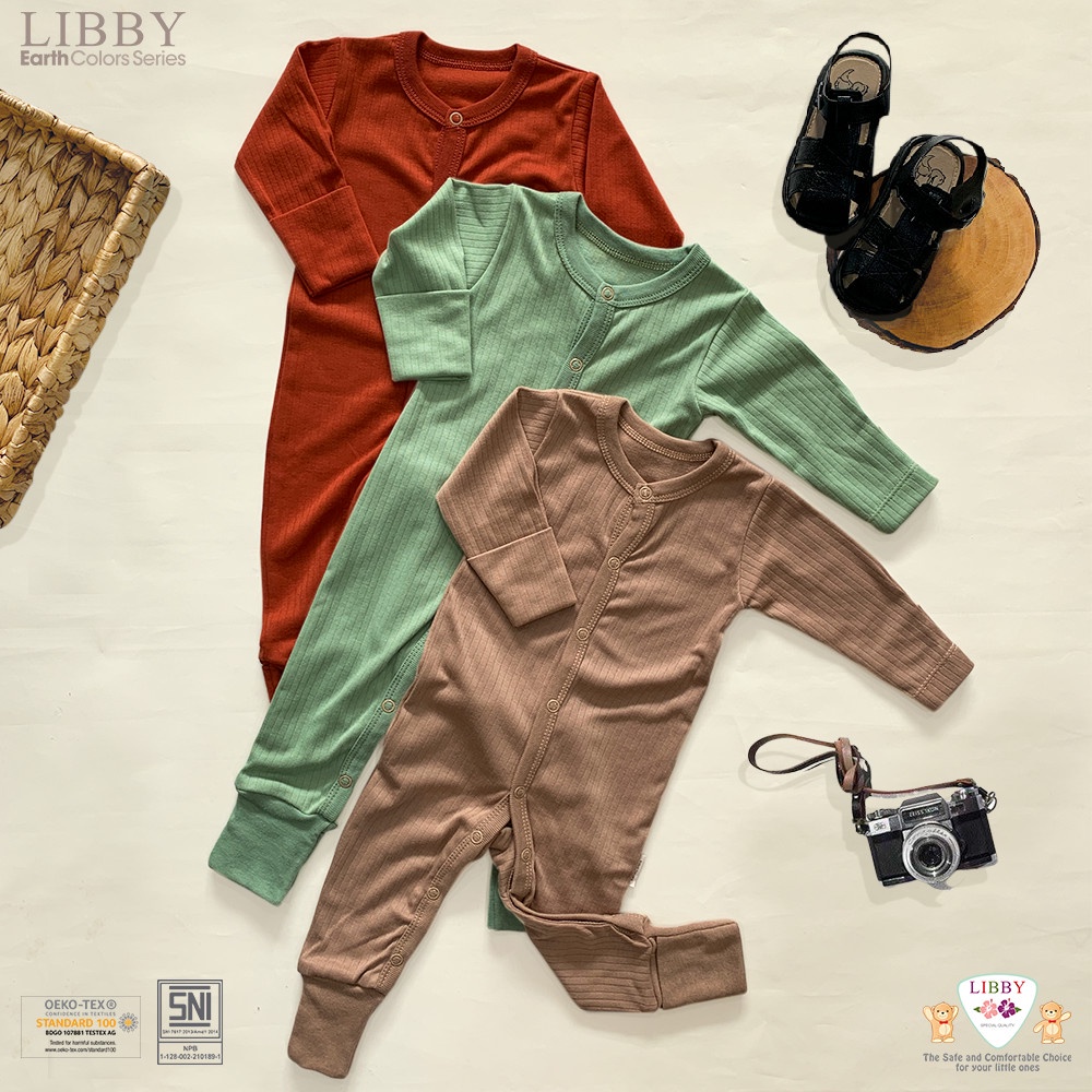 New Sleepsuit LIBBY RIB REEB Earth Series 0-9 Bulan Jumper Panjang Bayi