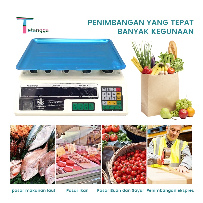 Timbangan Buah 40 Kg / Ccomputing Scale 40 Kg Double Display Digital Computing Scale