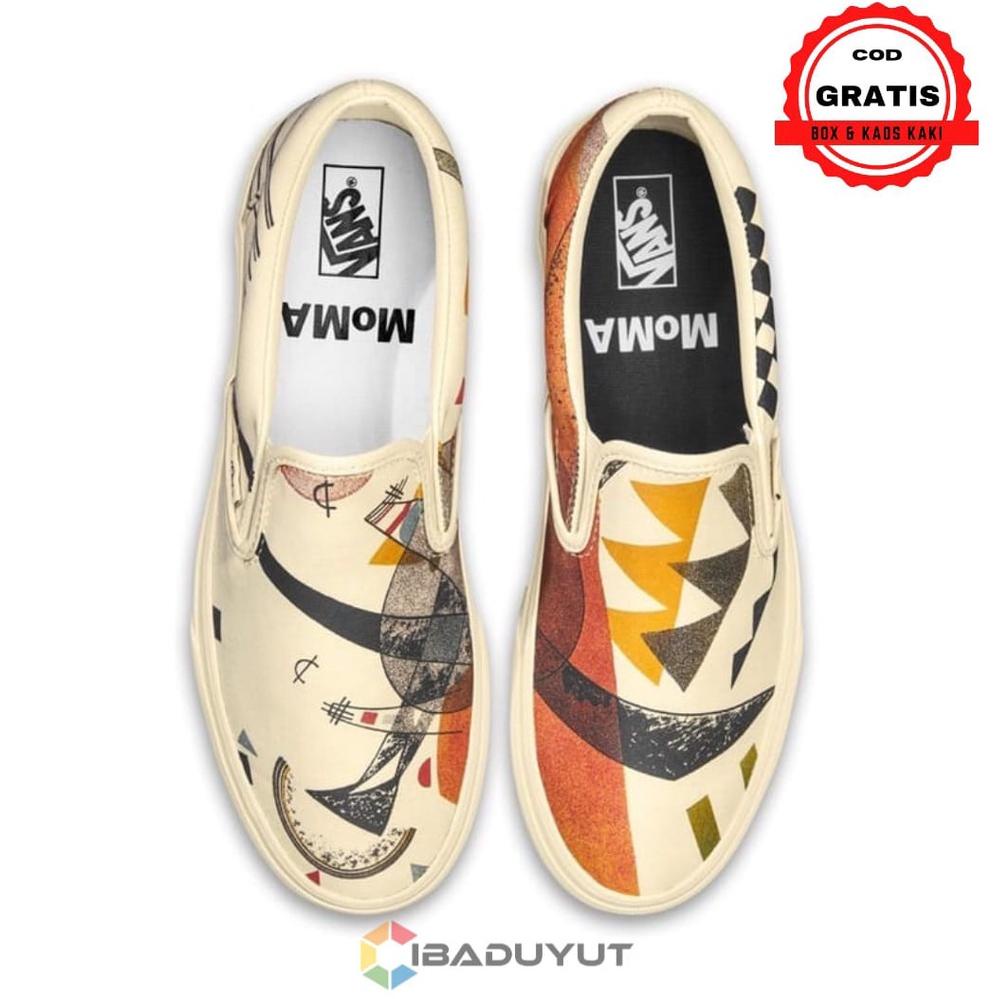 [KODE PRODUK QMMNP7438] Sepatu Vans Slip On MoMA Import China BNIB Pria Wanita [Free Kaos Kaki]