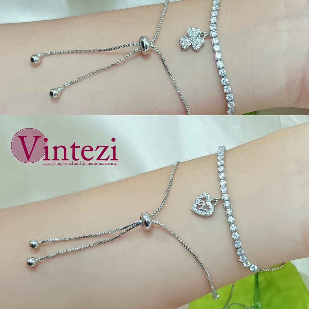 VINTEZI - Gelang Serut Titanium Anti Karat Liontin Xuping Original