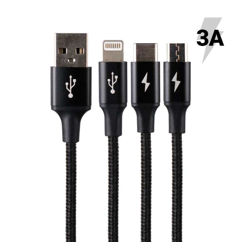 Baseus 3 in 1 Kabel Micro USB + Type C + Lightning 3A 1.2 Meter