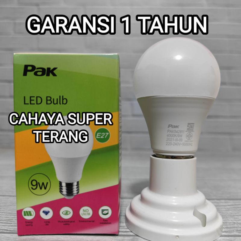 PAK LAMPU LED BULB 9W 9 WATT GARANSI 1 TAHUN SNI