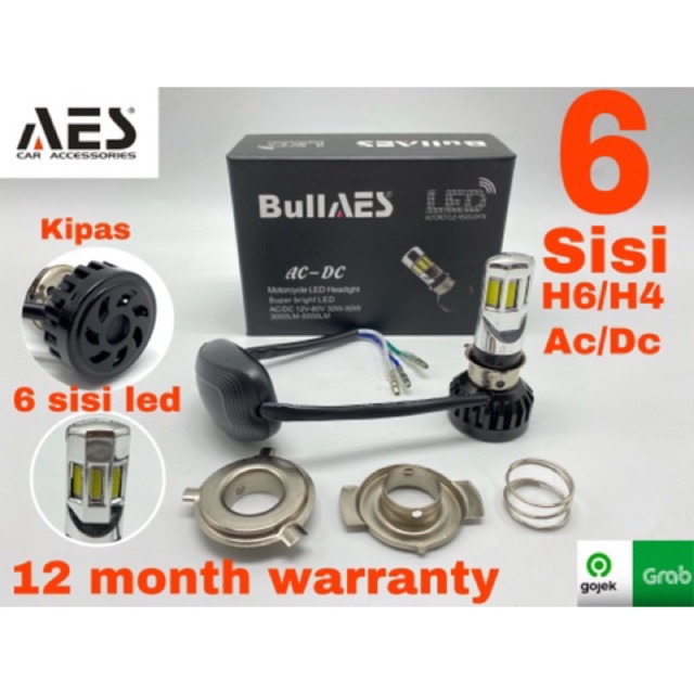 BULLAES LAMPU LED 6 SISI H6 H4 AC DC 25 watt garansi 12 BULLAES LAMPU LED 6 SISI H6 H4 AC DC 25 watt garansi 12