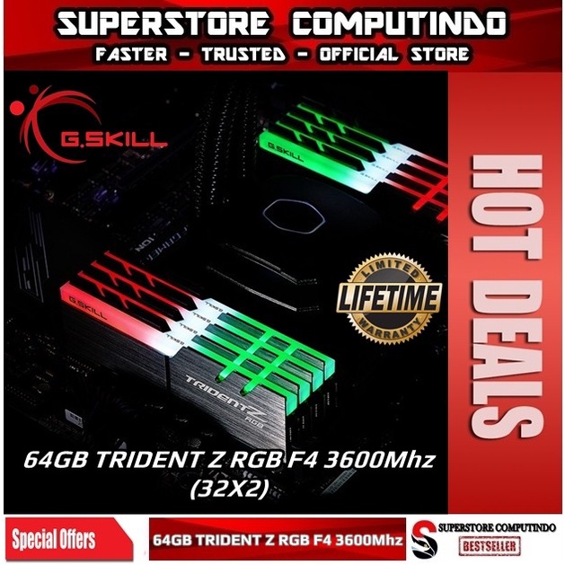 RAM G.Skill Trident Z RGB DDR4 64GB (2x32) 3600Mhz-F4-3600C18D-64GTZR