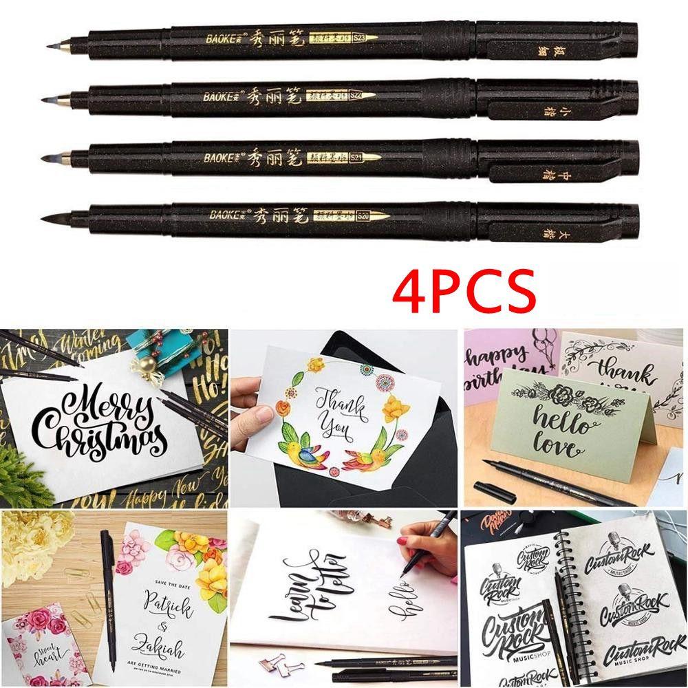 Nanas 4PCS /Set Pena Tinta Kaligrafi Art Tools Ilustrasi Tulisan Signature Tulisan Tangan