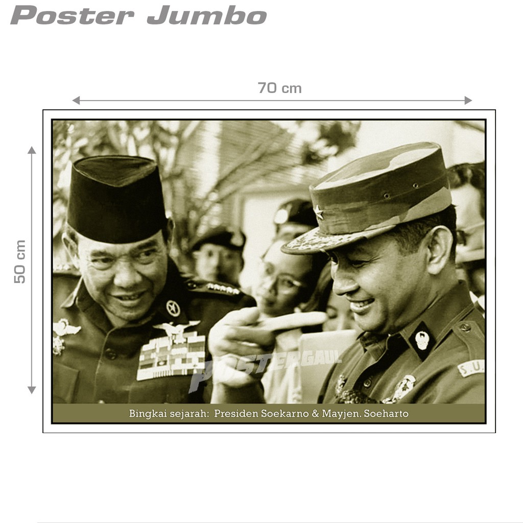 Cod Poster Jumbo Presiden Soekarno Mayjen Soeharto Bingkai
