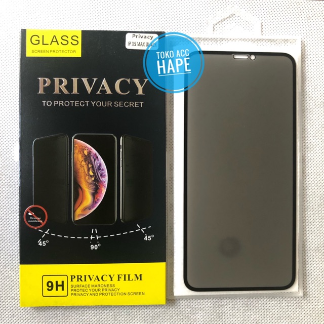 TEMPERED GLASS IPHONE XS MAX ANTI SPY PRIVACY PREMIUM FULL COVER KACA