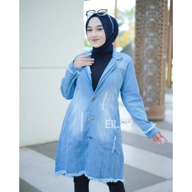 jaket jeans cewek/jaket tunik hijab/midi dres/gamis levis/bisa cod/jaket terbaru 2022/jaket terlaris/outher jaket/pakaian wanita