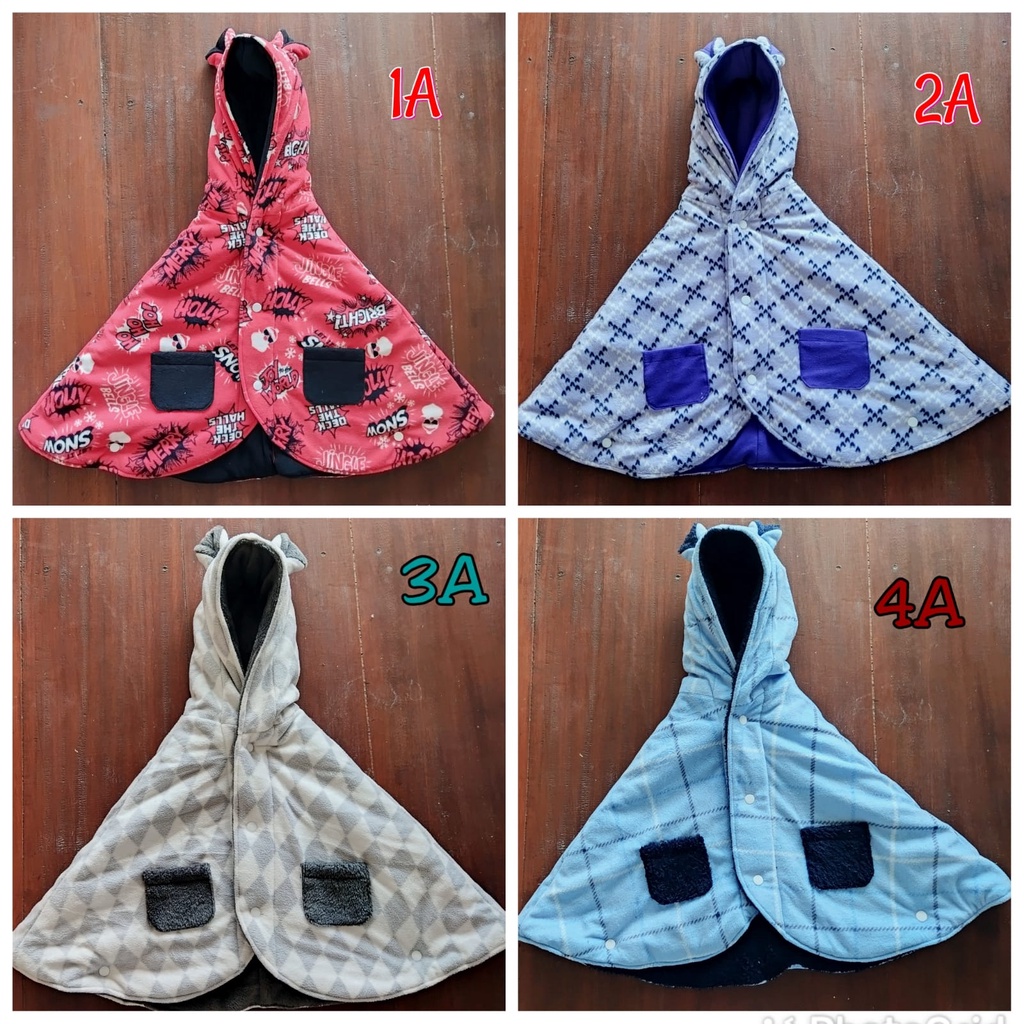 baby cape selimut dan jaket baby plus tudung kepala motif 1A-20A