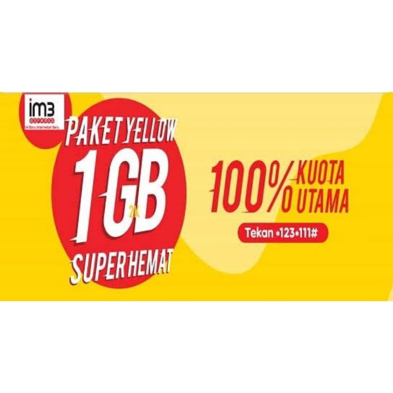 [PROMO] Paket Data Indosat Yellow 1gb 1 hari full kuota utama 24 jam