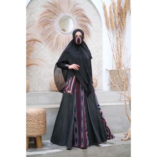Set Khimar Erica New by Viendra Syari (Black)