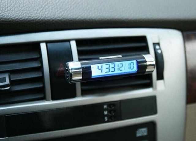 Jam digital dan temperatur mobil LCD biru car clock