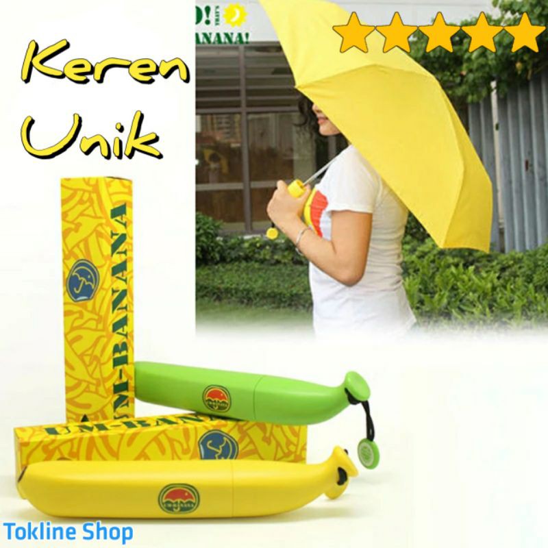 Payung Lipat Anak Karakter Motif Pisang Banana Teduh Souvenir Unik Murah