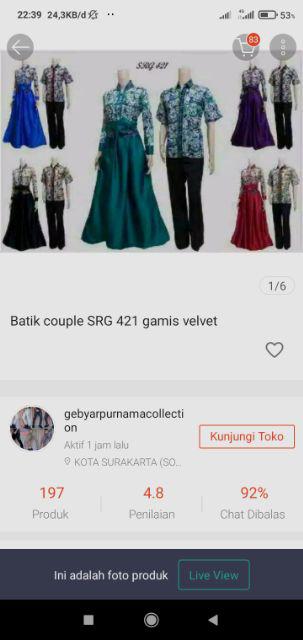 Batik Couple Srg 421 Gamis Velvet