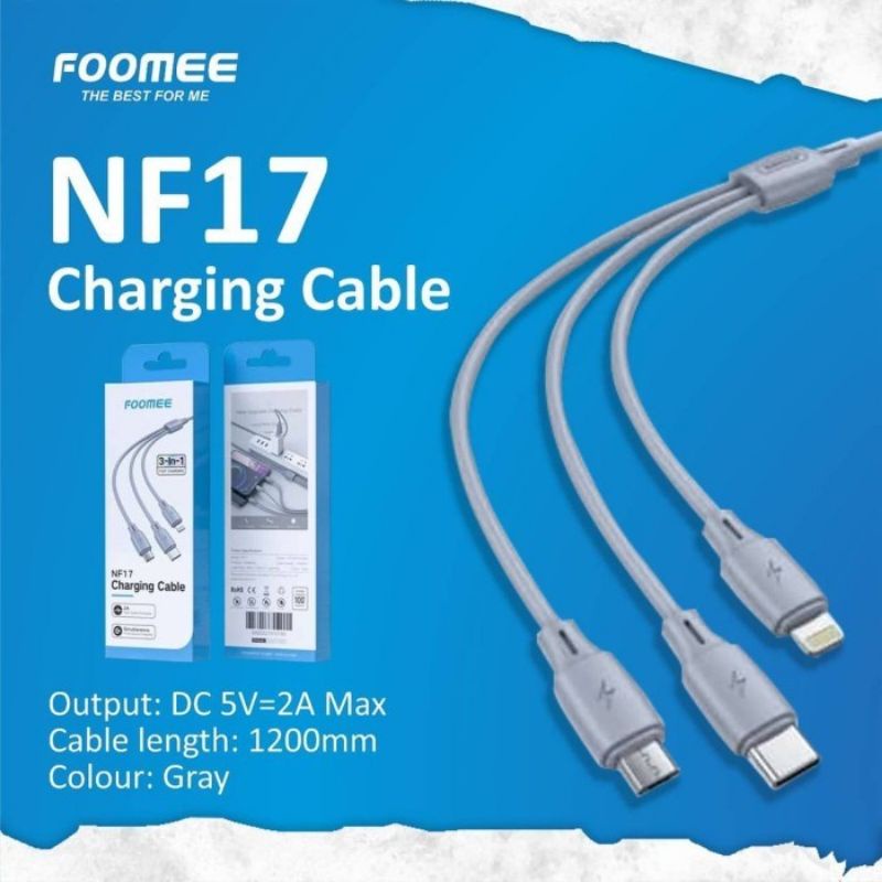 Foomee kabel data 3in1 NF17 fast charging 2A