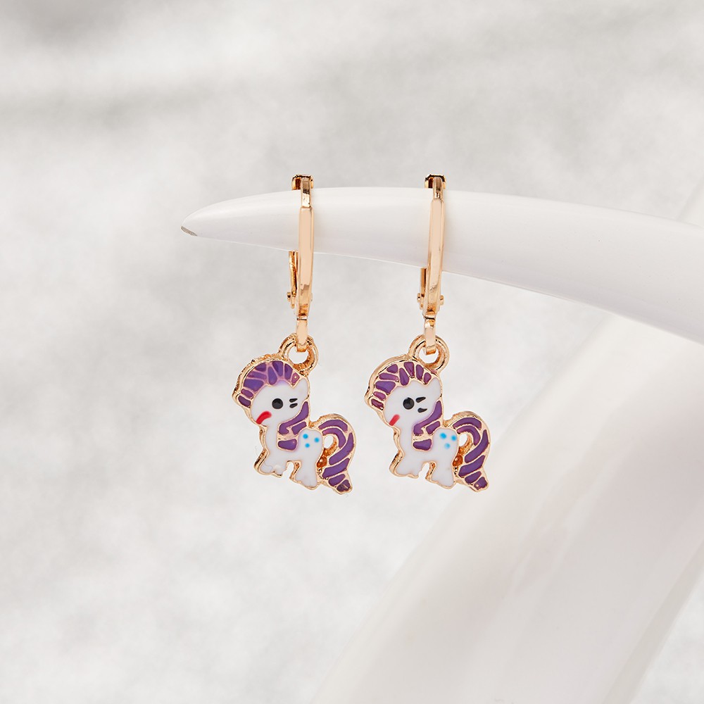 Y388 [Cod] Anting Anak Perempuan Unicorn Lucu Anting Tusuk Anak Anti Karat Dan Tidak Luntur Lapis Emas Little Pony Earrings