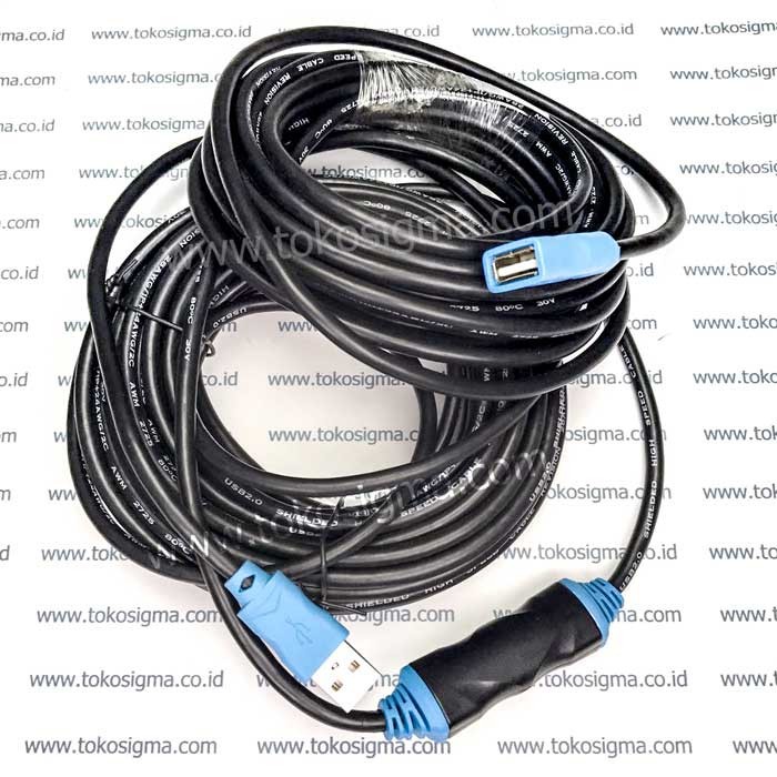 USB 2.0 EXTENSION ACTIVE CABLE 15 meter with BOOSTER blue