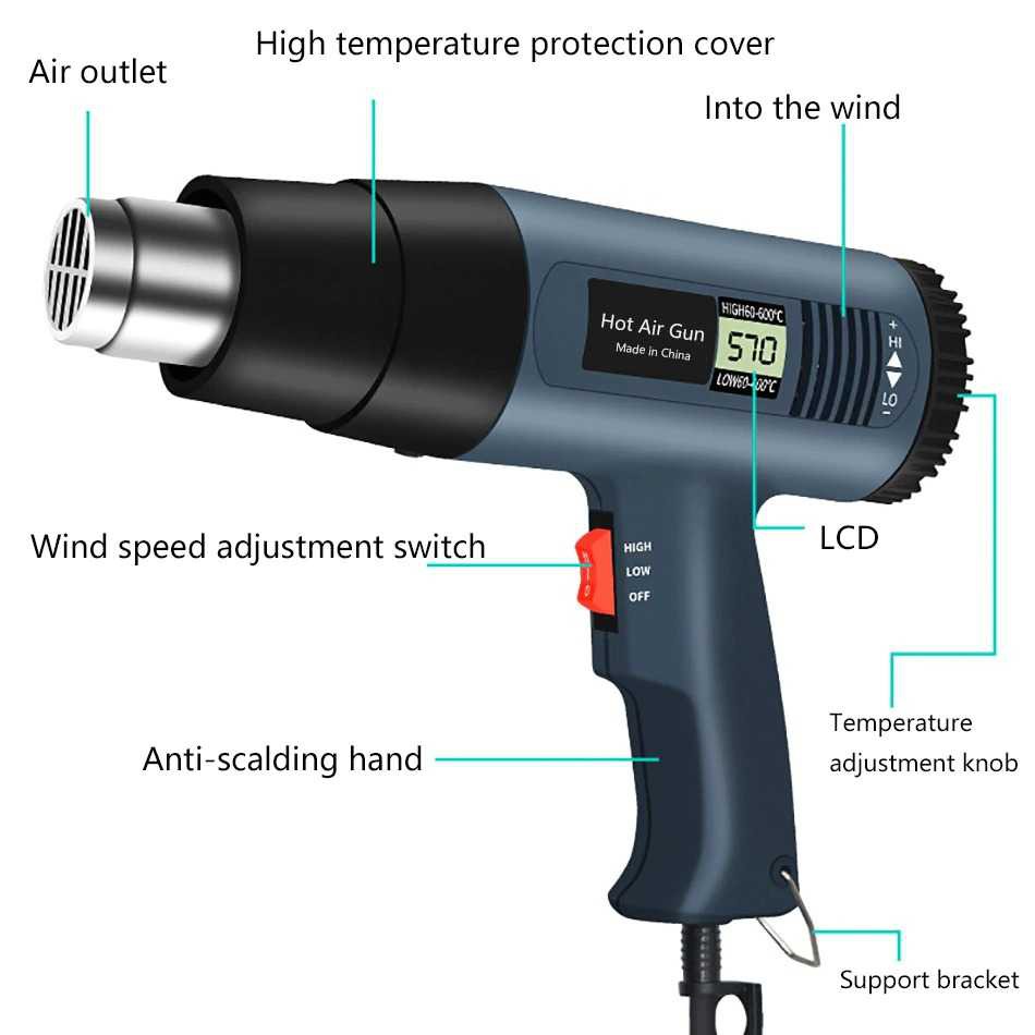 Air Blower 2000 watt HiPower adustable Temperature Heat Gun Pemanas Udara Electric sticker kaca film