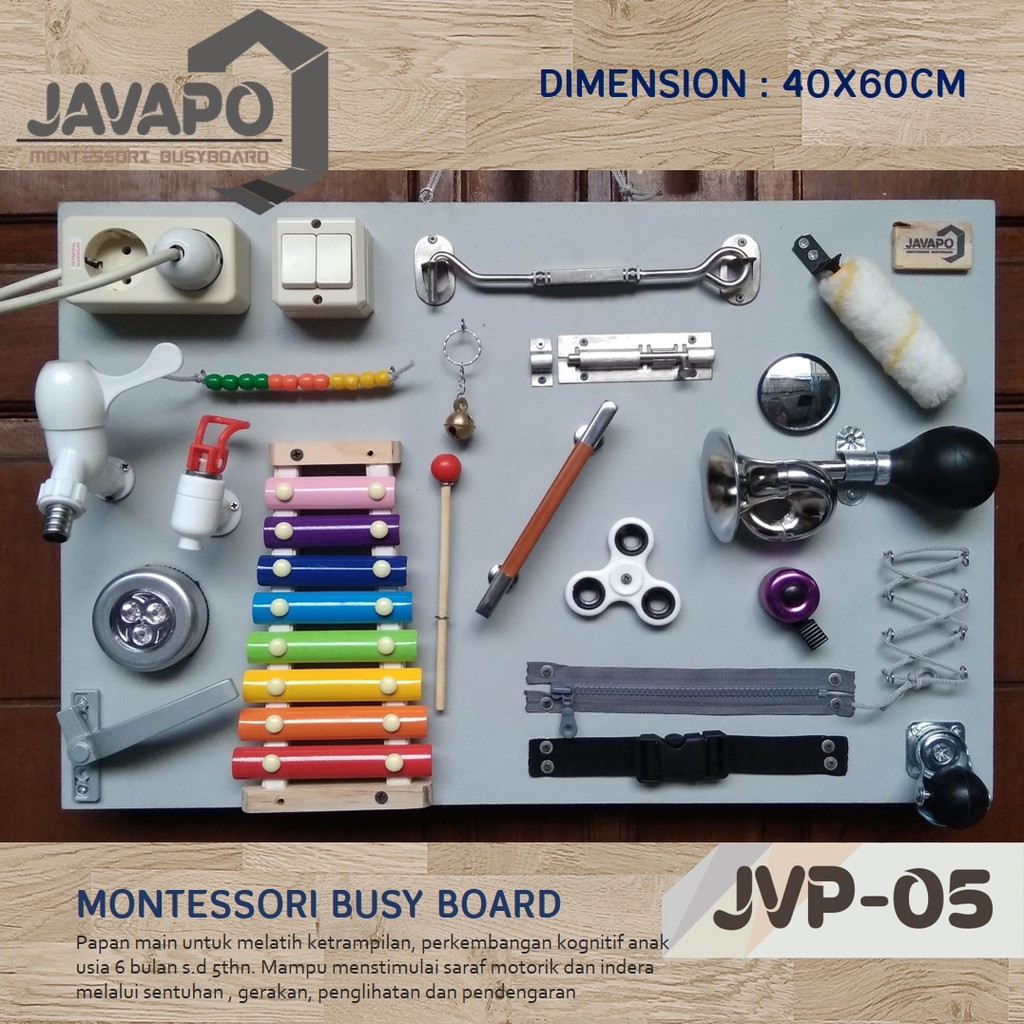 

Busy Board I Aesthetic I Montessori I Papan Main – Uk. 40x60cm JVP-05