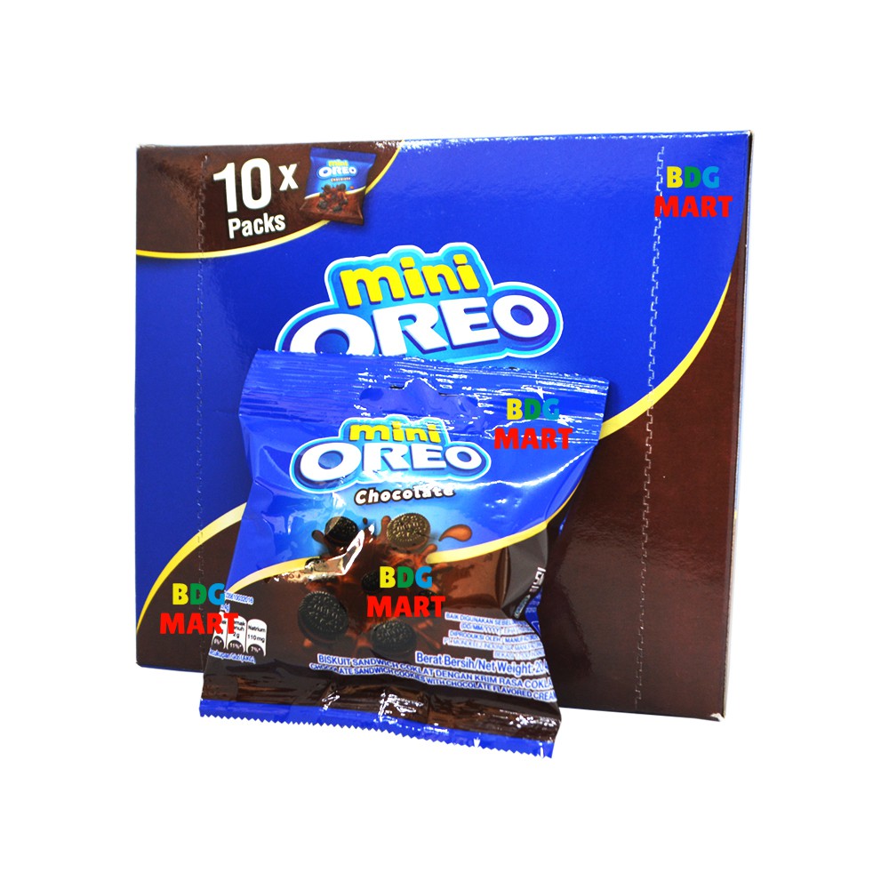 

BOX Mini Oreo Chocolate Produk Mondelez Unik Mini Oreo Coklat Kemasan Pack Praktis - 10 x 20.4gr