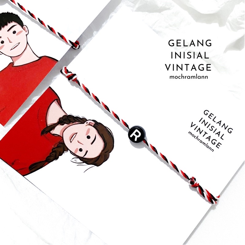 gelang inisial tali tridatu / gelang huruf bisa couple / gelang aesthetic / by mochramlann