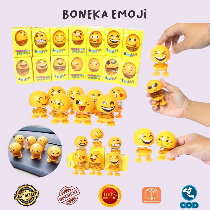 Boneka Emoticon Karakter Per Goyang Kepala Emoji Pajangan Mobil Motor Rumah murah cocok buat kado