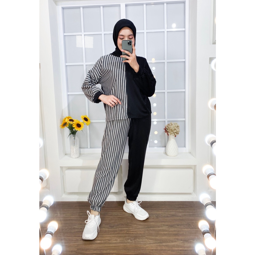 Laifuniq Belle One Set – Setelan Daily One Set Baju Setelan Wanita Kekinian – Hijab Sporty Set