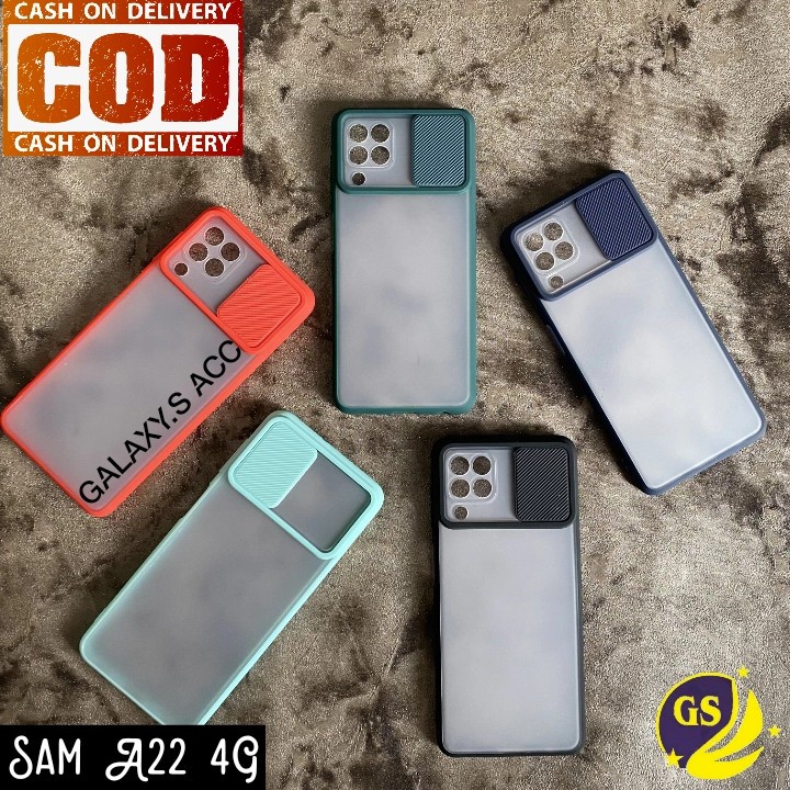 SAMSUNG A22 4G A22 5G CASE SLIDE DOFF PROTECT KAMERA DOFF MATTE TRANSPARAN DOVE SLIDING HARDCASE FUZE