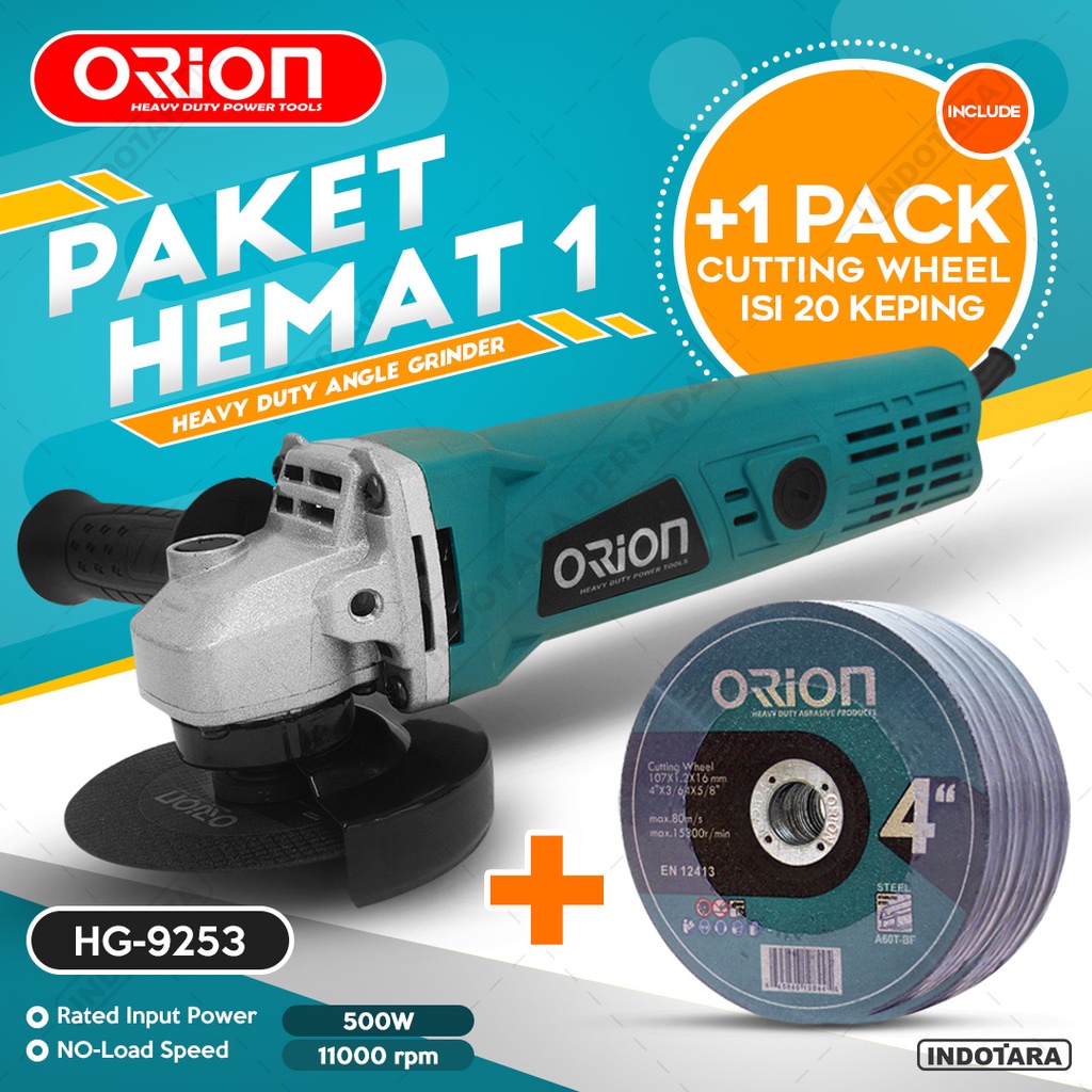 Paket Hemat 1 - Gerinda Tangan Orion HG9523 - 1 Pack Mata Gerinda Potong