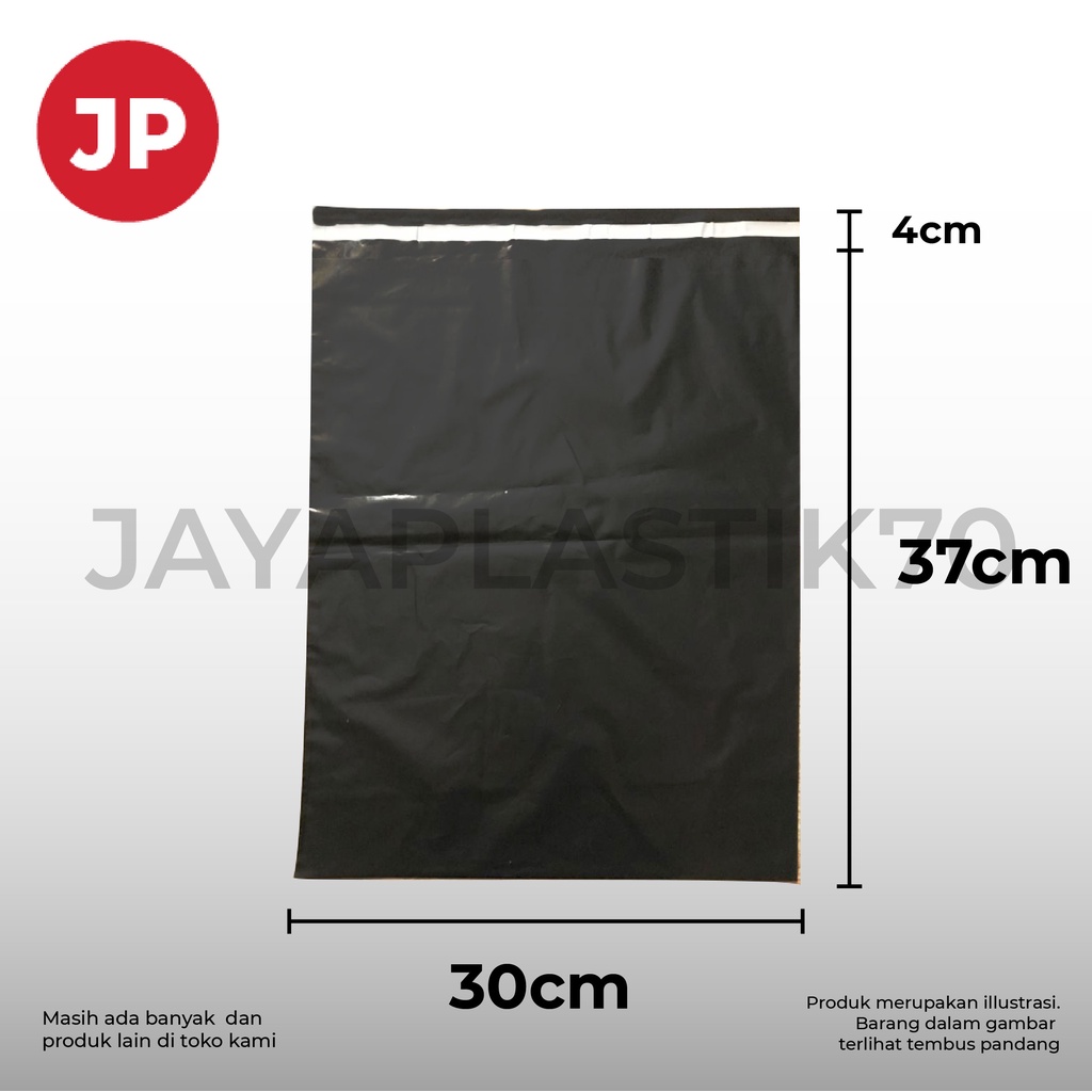 Plastik Packing / paking HD Hitam Uk: 30cmx37cm +4cm(LEM PERMANEN) plastik bungkus paket online / olshop , Isi 100pcs