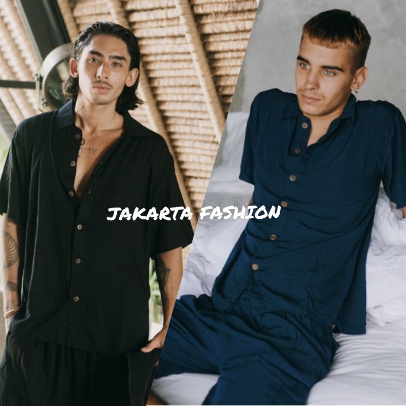 Stelan piyama polos rayon setelan pria pajamas pendek piyama pria dewasa Baju Tidur Cowok Celana tid