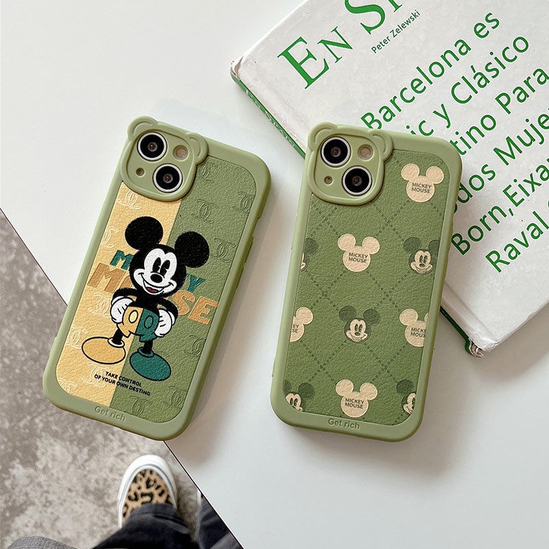 Soft Case Silikon Motif Print Wajah Tikus Hijau Army Untuk IPhone 12 13 11 Pro Max X Xs Max Xr 7 8 Plus Tbvh