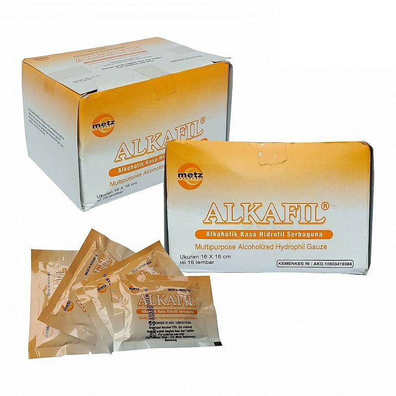 Alkafil Kasa Alkohol Hidrofil - Kassa Steril 16 Pcs - Kasa Alkohol Steril