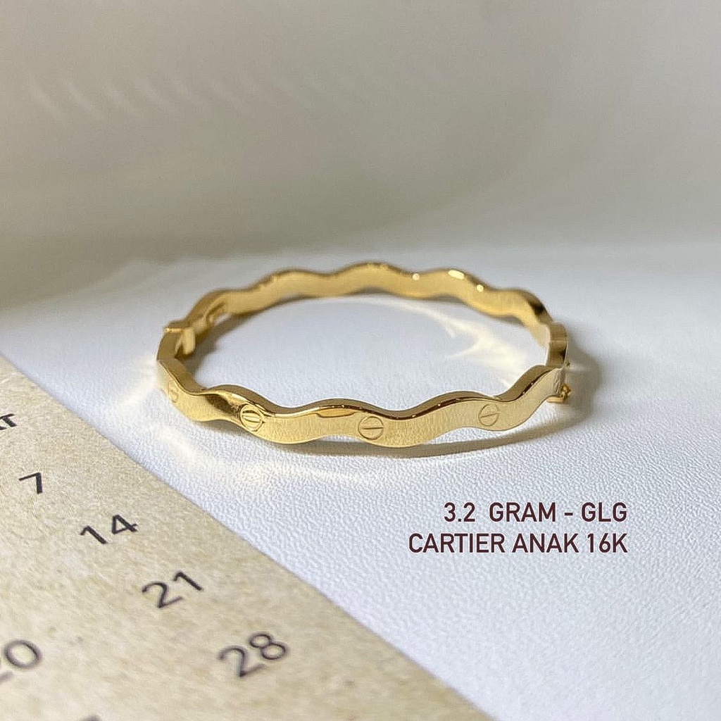 Gelang tangan anak dan dewasa emas asli kadar 700 750 70 75 16k 17k Cartie rosegold model zigzag safari korea gold terbaru