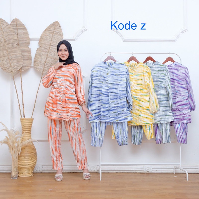 1 KG 4 PCS | TIEDYE ONE SET RAYON / SANSA TIE DYE DAILY SET / BASIC TIE DYE SETELAN RAYON