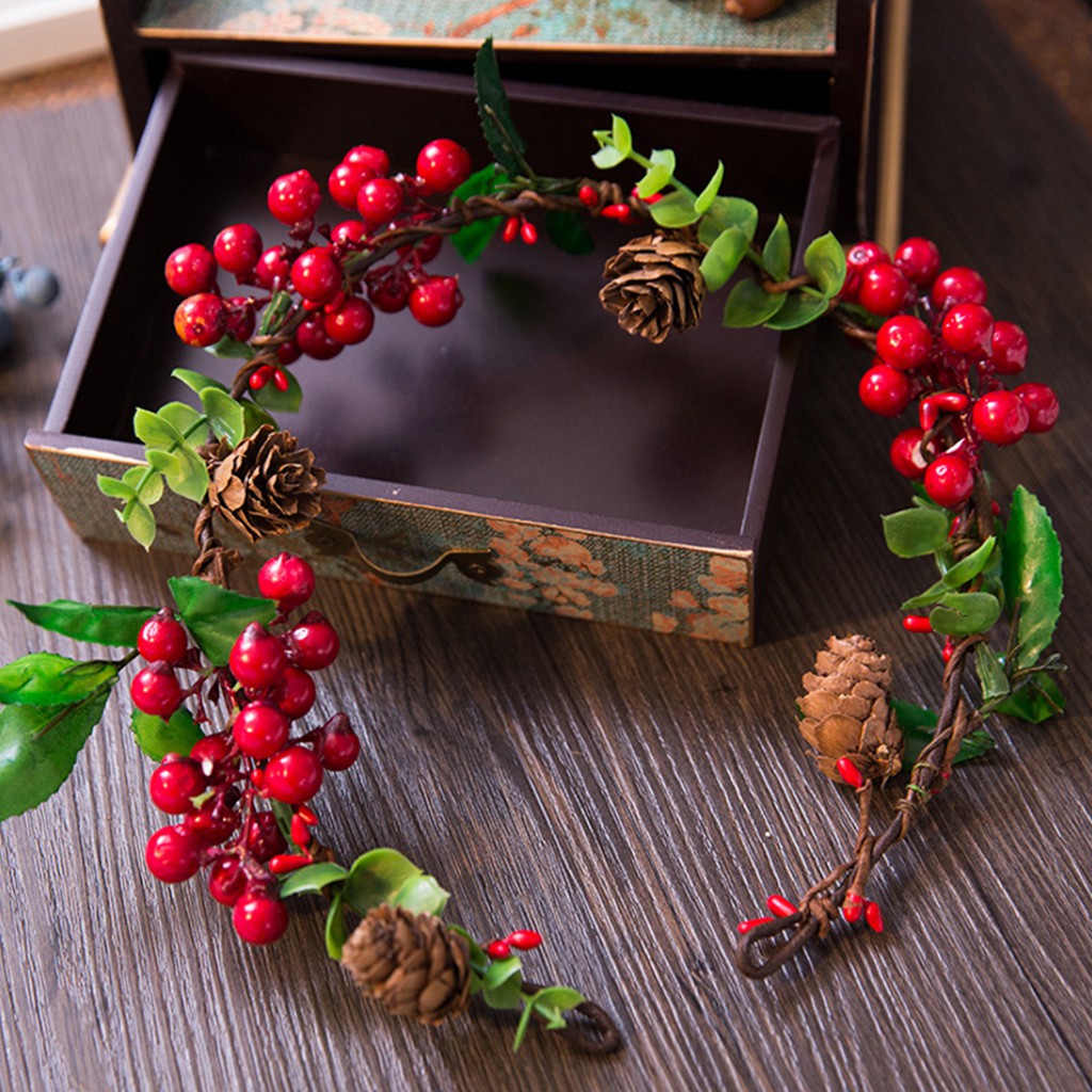 Women Wedding Flower Hair Garland Crown Headband Floral Fruit