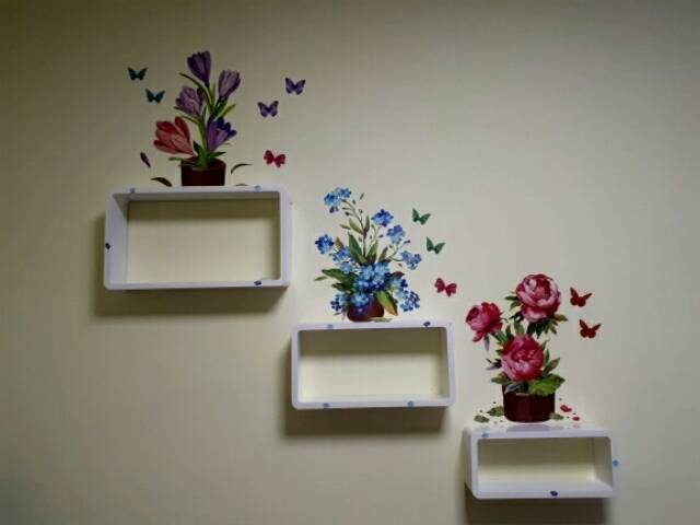 RELIZA WALL STICKER TANAMAN POT BUNGA FLOWER BUTTERFLY AY7254 hu