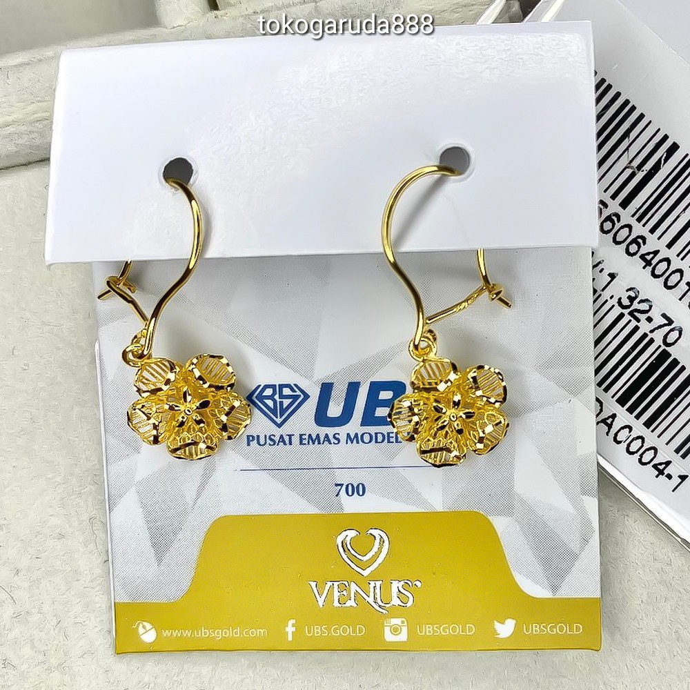 Anting anak dan dewasa emas asli kadar 700 70 16k 22 kendari bunga desi gantung giwang kerabu kerawang hooks dewasa gold kuning 1 gram