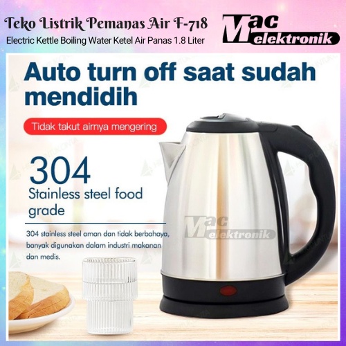 Teko Listrik Electric Kettle Stainless Steel 1.8 Liter  Teko listrik pemanas air kettle electric kapasitas 1.8L Kualitas Terbaik