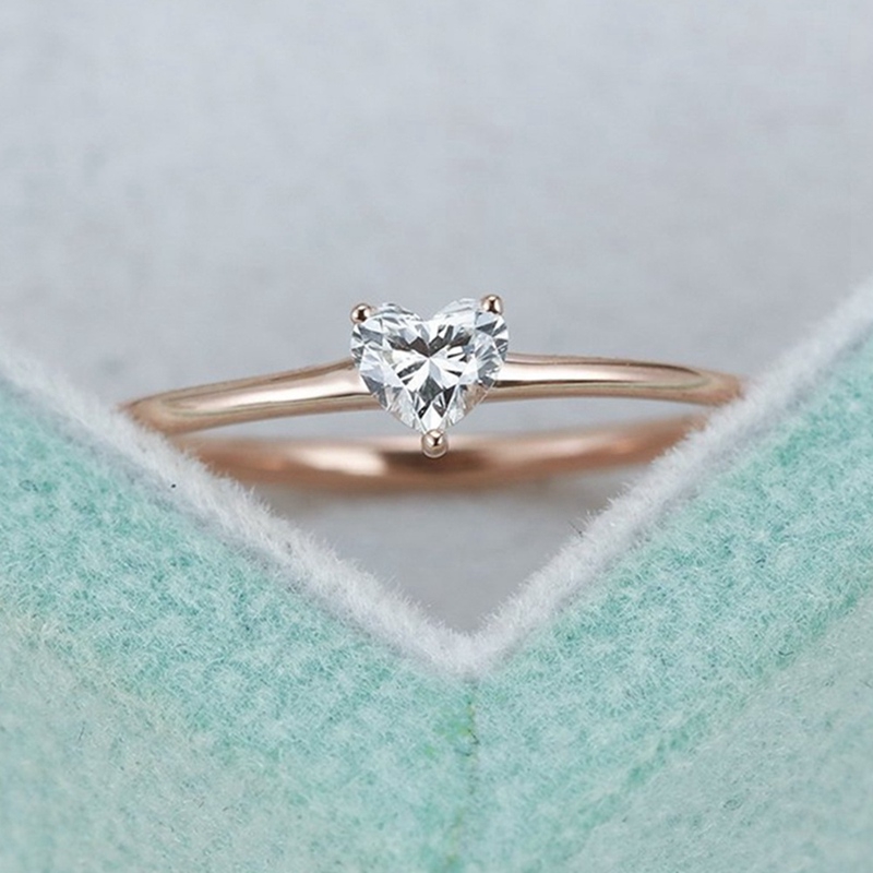 Cincin Tipis Wanita Bentuk Hati Kecil Warna Emas untuk Pesta