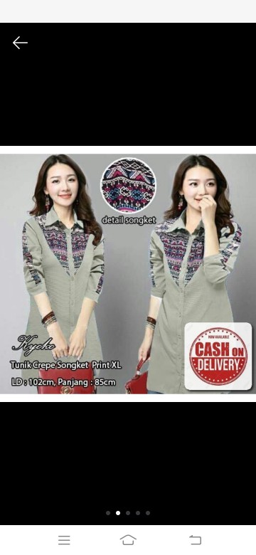 Tunik Remaja Abella Baju Atasan Wanita Katun Toyobo Premium All F Xf479  Crepe V Batik Kyoko - Puti