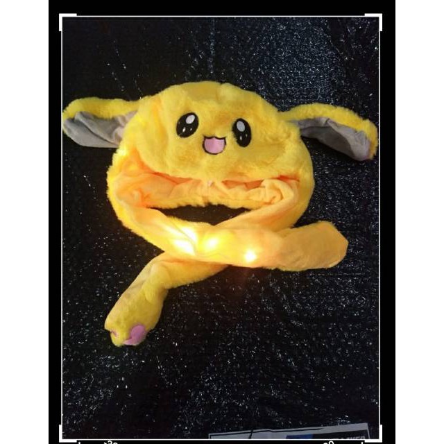 topi boneka bergerak telinga tik tok led dan tidak led karakter kartun