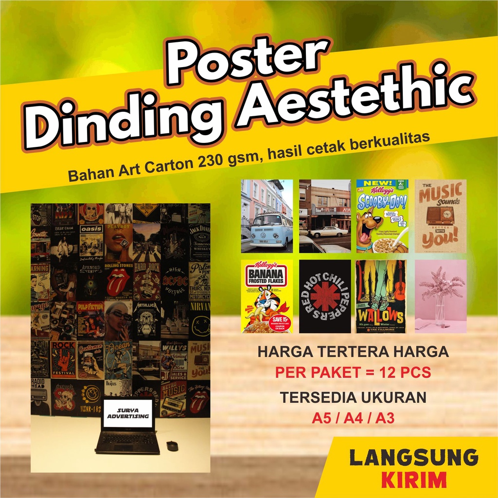 Poster Dinding Aesthetic Vintage Retro Band Metal Rock Murah Berkualitas