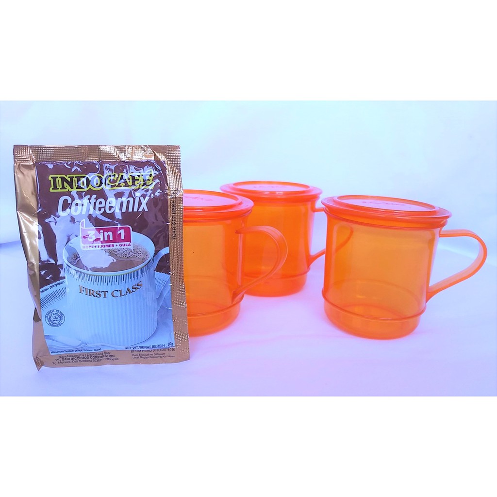 Gelas Plastik Mini + tutup merk Savero